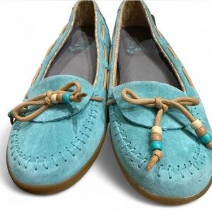 Teal and Tan Suede Women's Van’s Shoes